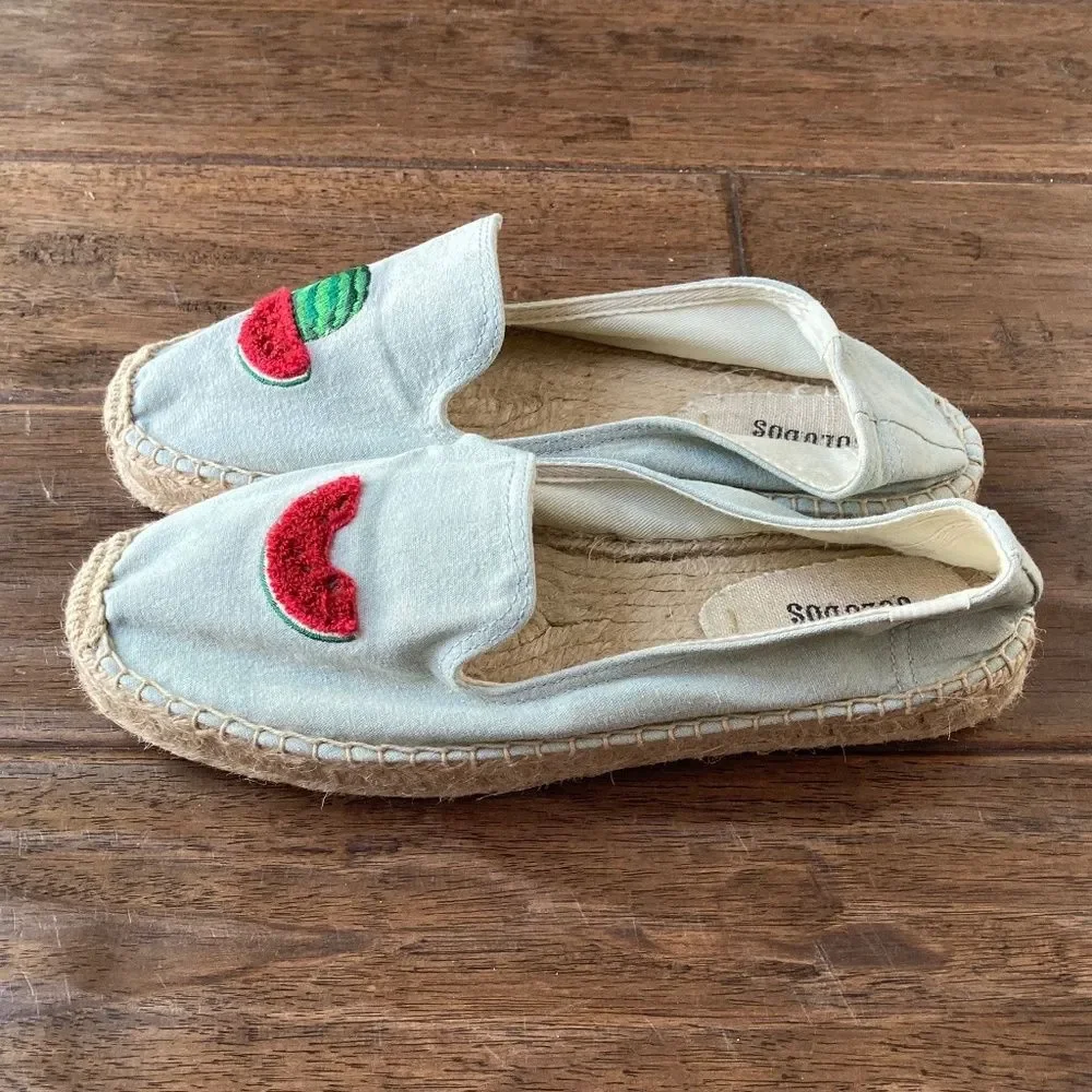 Soludos Chambray Watermelon Smoking Slippers Espadrille Size 9